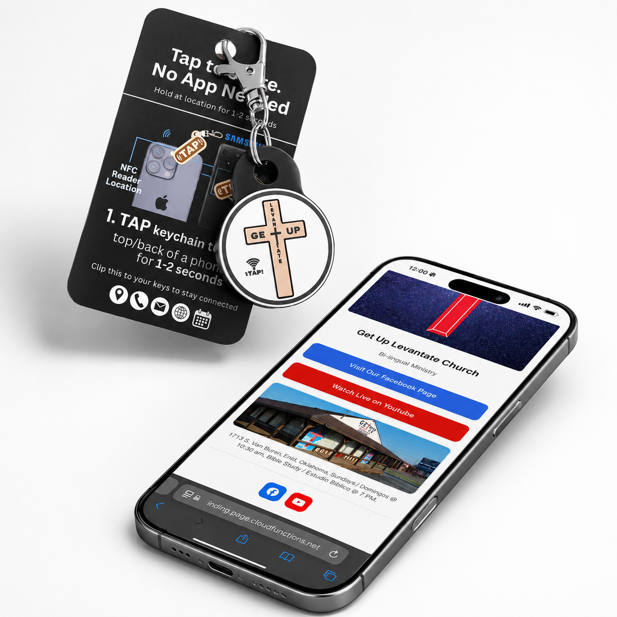 NFC Keychains for churches, Easily tap to giving page.