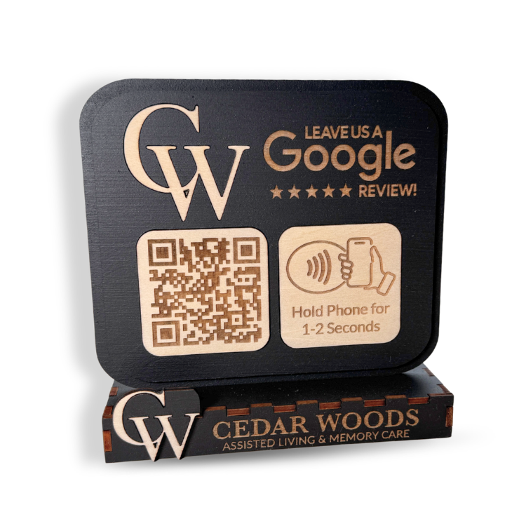 Black Custom Google Review Stand Tap NFC or Scan QR