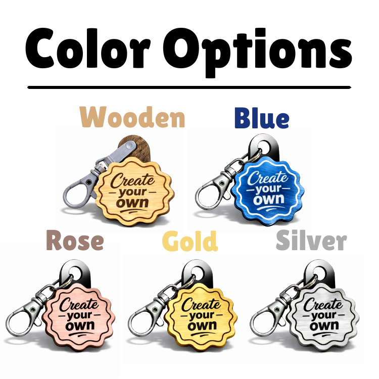 Custom NFC Keychains Color Options Wooden, Blue, Rose, Gold, Silver