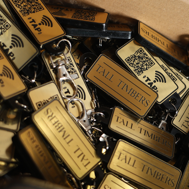 Custom Logo Gold NFC Keychains Bulk for Events tap to share and collect leads