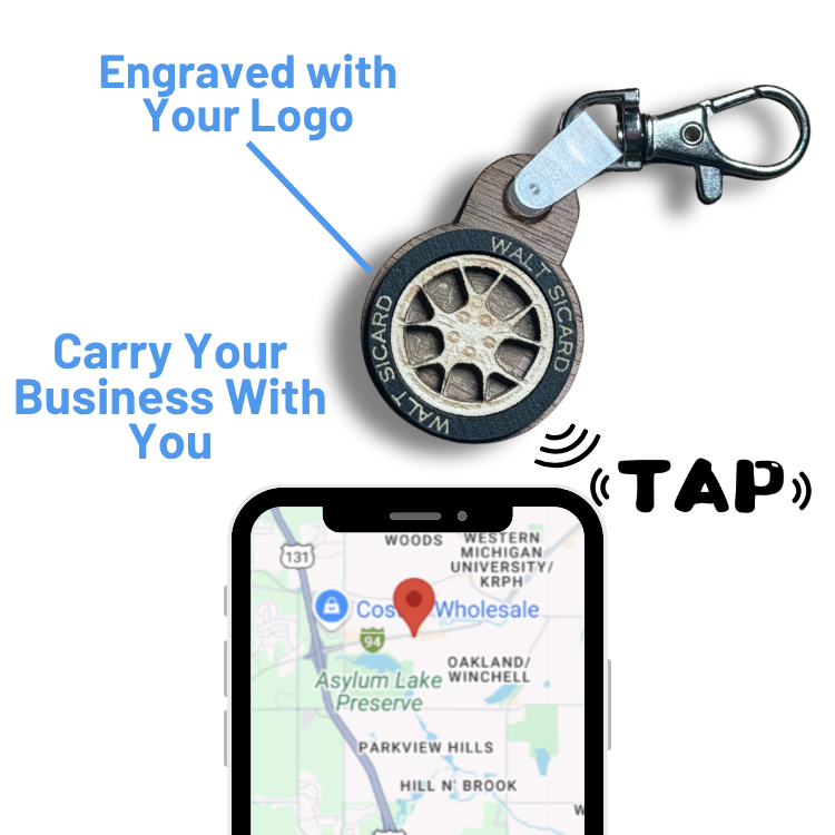 Custom Dealership Wheel NFC Keychains | Tap to Share
