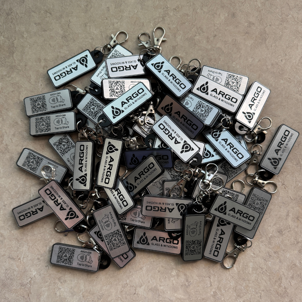 50 Silver Metallic Custom NFC Keychains for Instant sharing