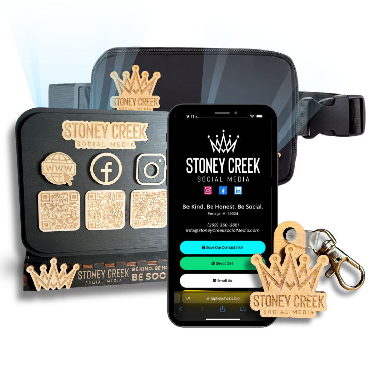 TapKeychains Business Boost Kit | 1 NFC Stand + 20 Custom NFC Keychains