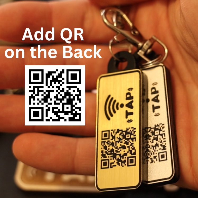 Custom gold and silver NFC Keychains with QR Code tap to share