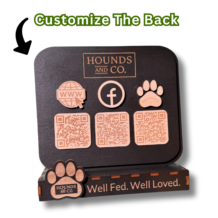 Customizible QR and NFC Stand with Social Media, Website, and Reviews