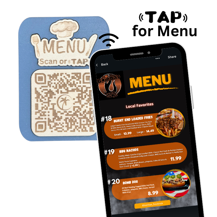 Tap Menu Cards | Sticky NFC Tap or Scan for Menu