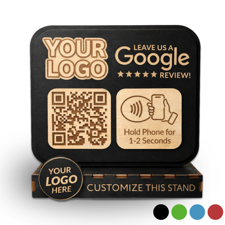 QR Scanning and NFC Google Review Stand Custom Logo